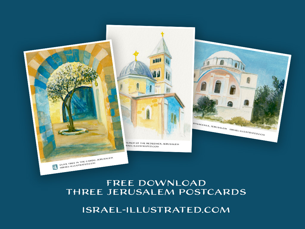 Hand-drawn Jerusalem Postcards Hand-drawn Jerusalem Postcards