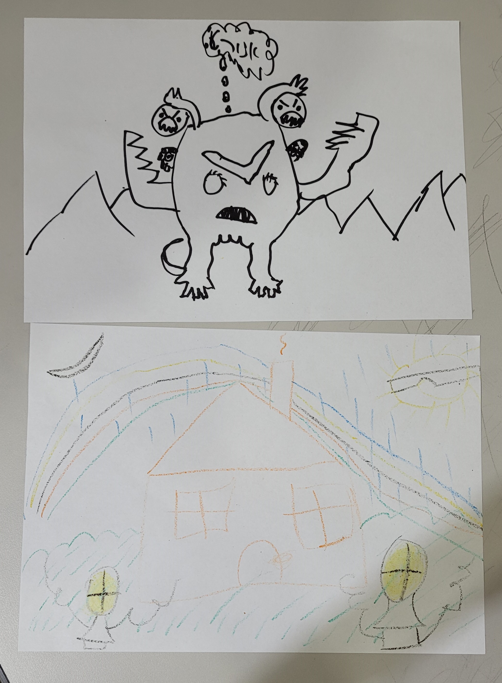 kids drawing at war: Israeli children evacuated from their homes because of the war with Hamas, draw what's in their hearts