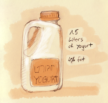 A liter and a half of yogurt A liter and a half of yogurt
