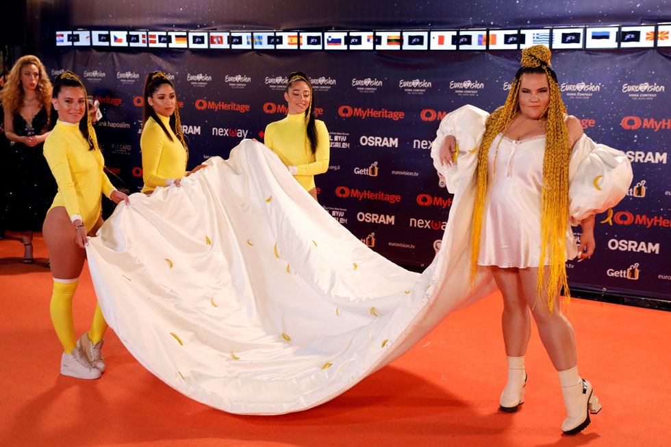 Netta Barzilai in Yellow and White Netta Barzilai in Yellow and White